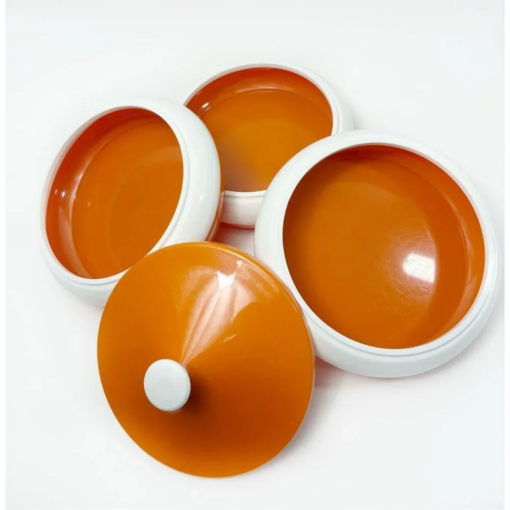 Mid-Century Modern Stackable Canister Set in Orange and White - Picture 3 of 5